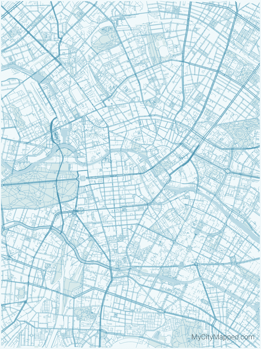 Berlin city map poster — custom Berlin map wall art