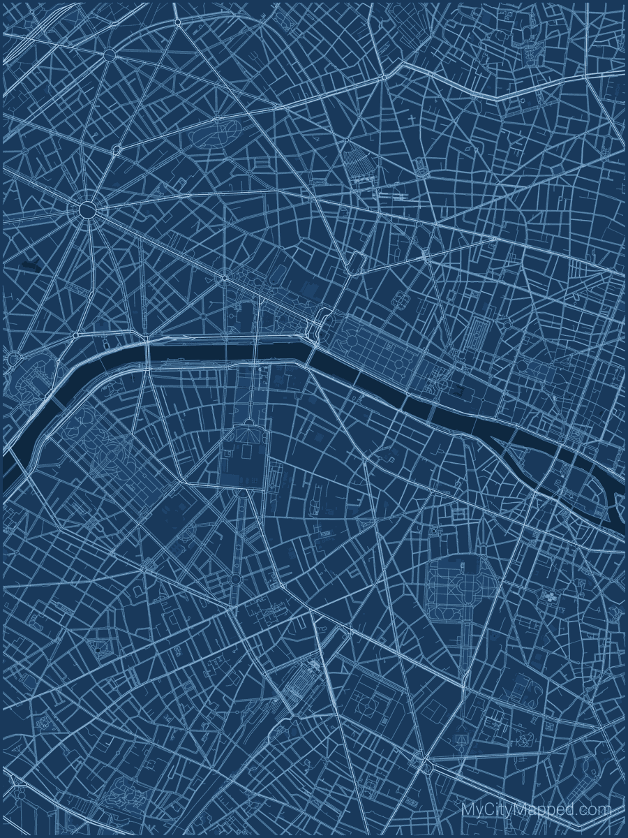 Paris city map poster — custom map wall art